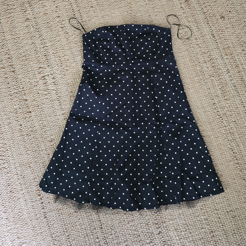 Dark Navy Blue Polka Dot Dress